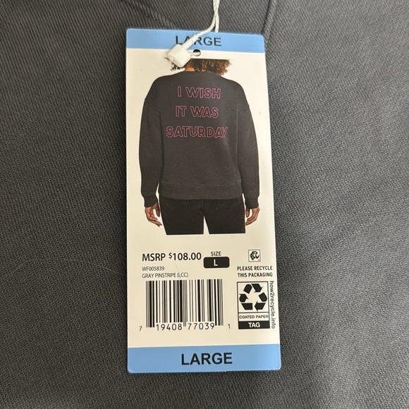 Wildfox I wish it was Saturday broken heart sweatshirt in gray size L NWT - Picture 7 of 13